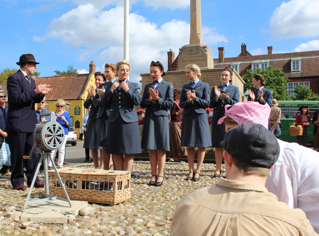 Above: Finance director Duncan Baker in 1940s hat and suit with the D’Day Darlings.