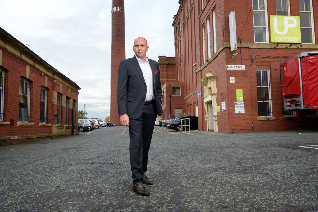 Above: Simon Showman, ceo outside Ultimate Products’ offices at Manor Mill, Oldham.