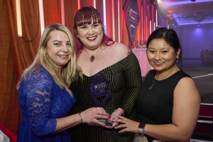 Kristin Lohse, centre, with her Sous Chef colleagues and their award.